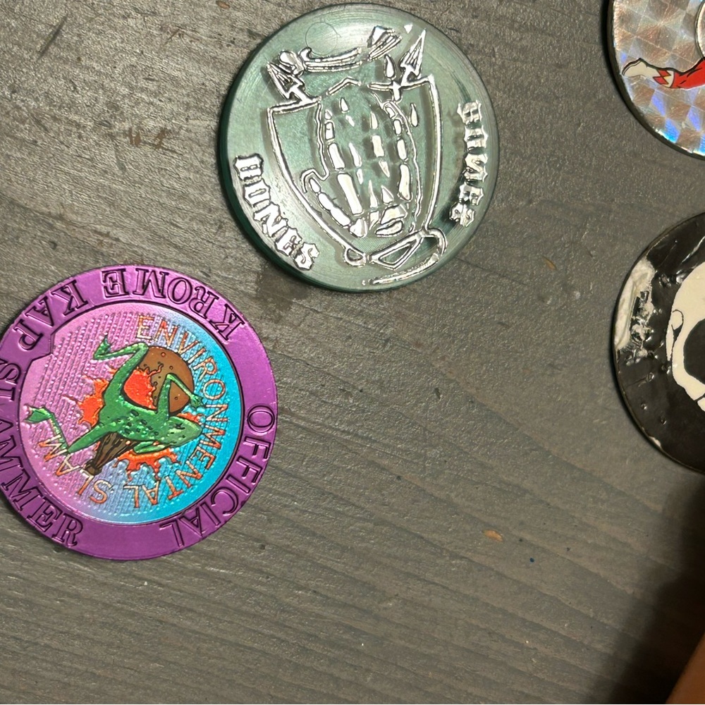 Pogs 2Krome Kap slammers and a bunch of paper ones pictured